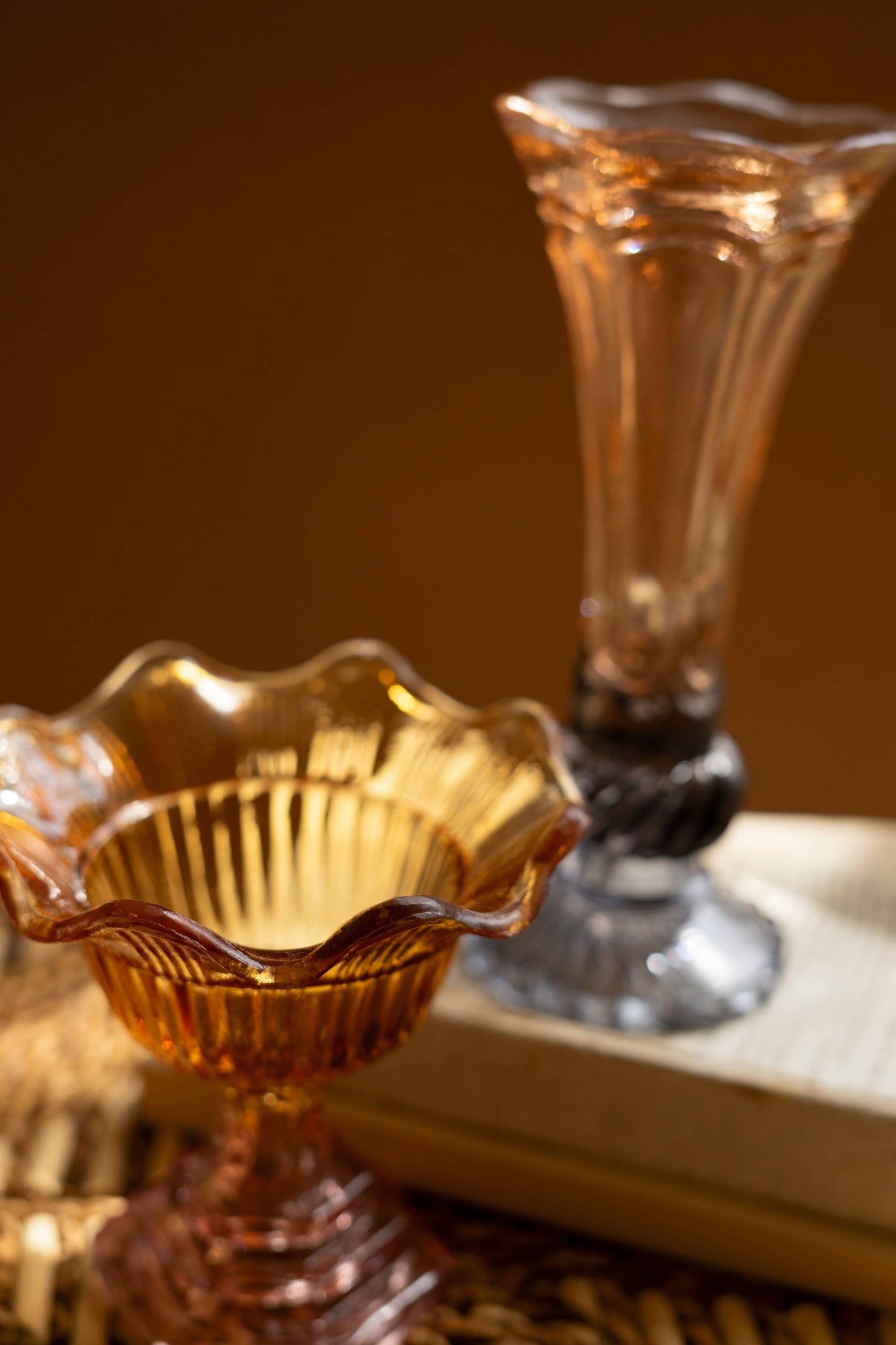 Colored Glass Bowl and Vase