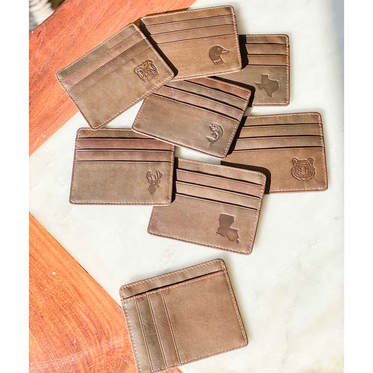 Bulldog Leather Embossed Slim Wallet Dark Brown 3.5x4