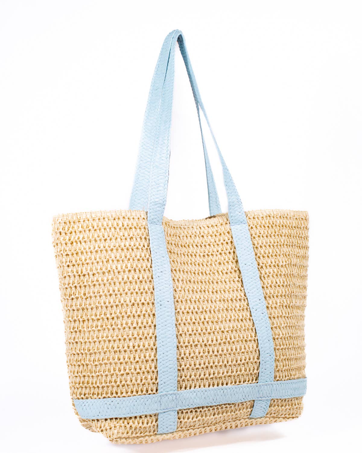 Brittney Beach Tote Natural/Palace Blue 19.5x13.5x6