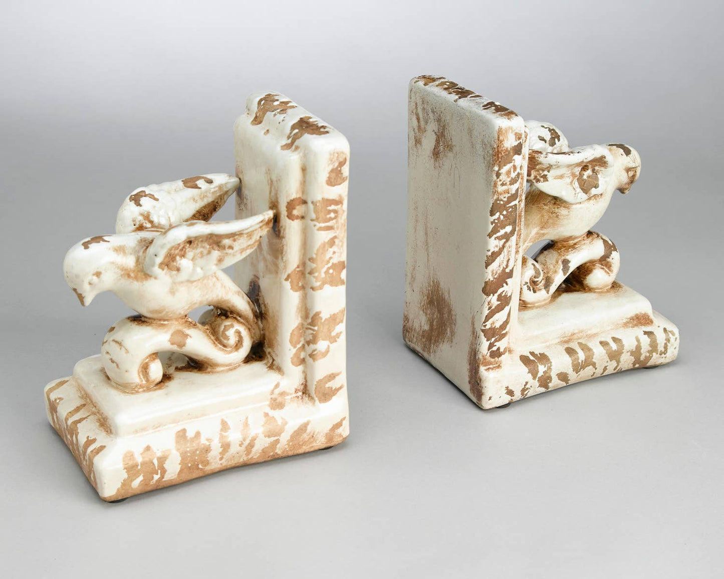 Earthenware Bookend Pair - White Finish