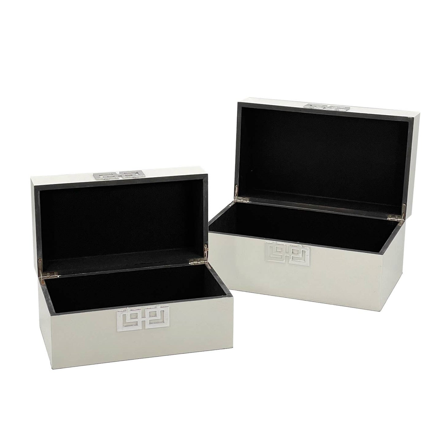 Wood Storage Box Gift Box Set of 2 - White & Silver