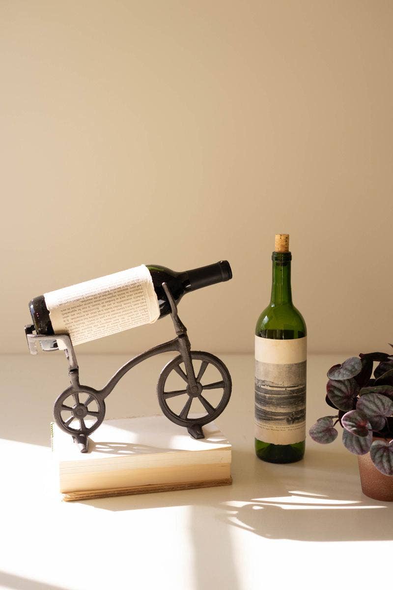 CAST IRON BICYCLE WINE BOTTLE HOLDER