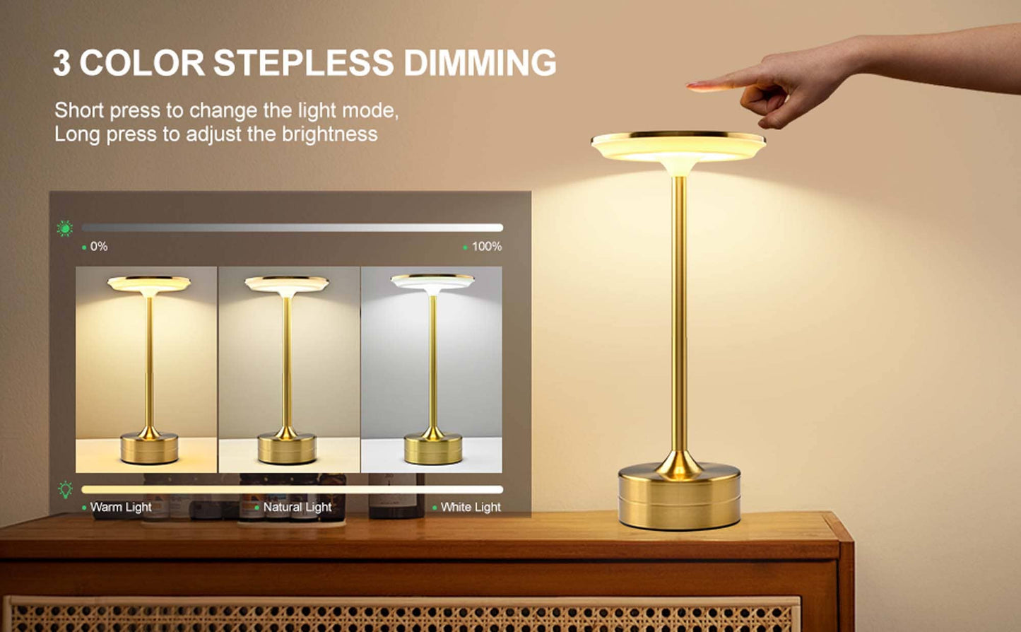 LED Table Lamp | Touch Control | Dimmable | Rechargeable