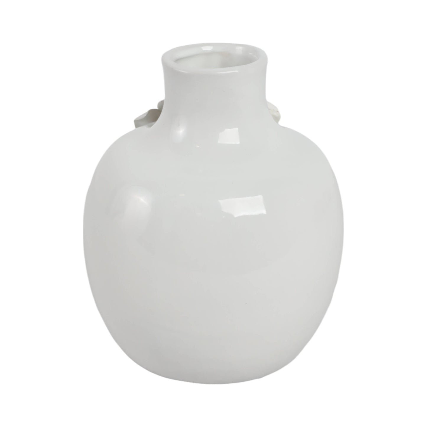 Decorative Vase - Cream Ceramic Rose Applique Bud, 6 in.