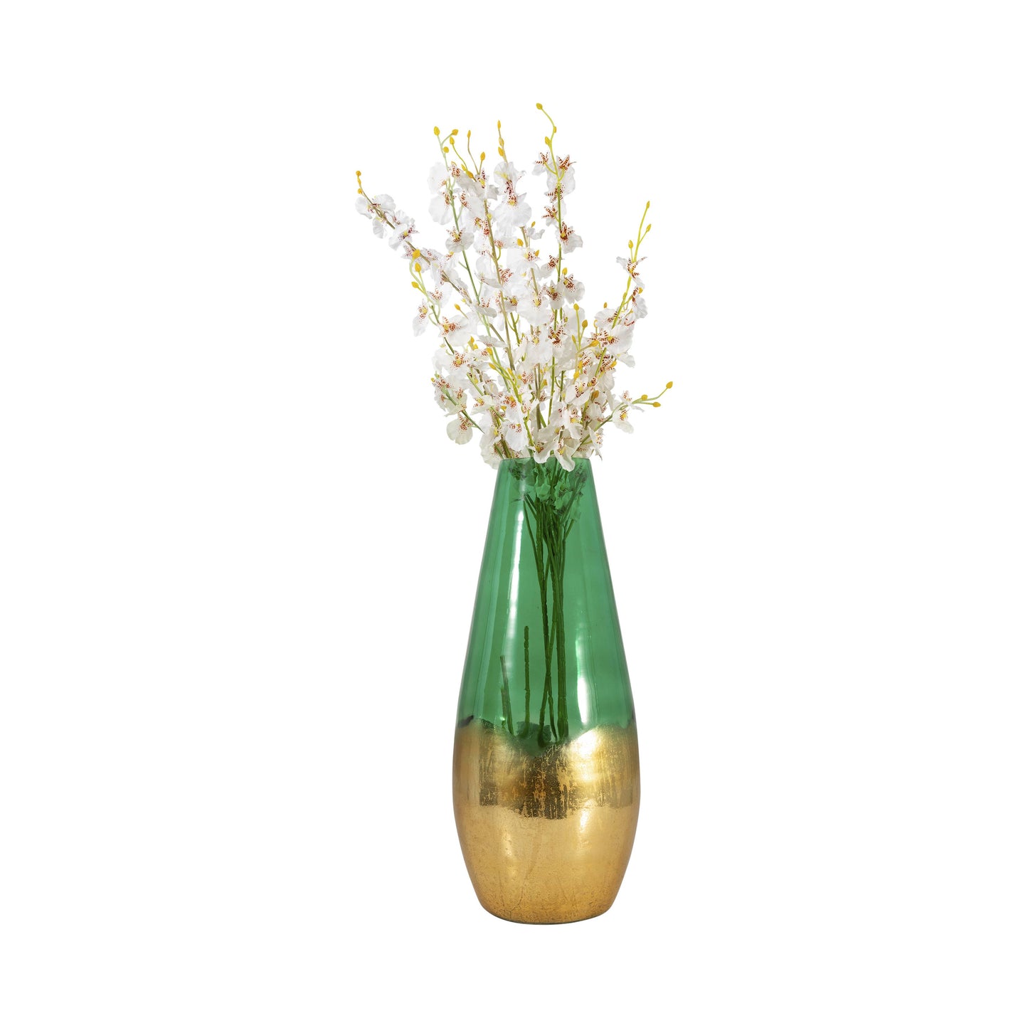 Glass Modern Gold Dipped Decorative Vase - Green, 19 in.