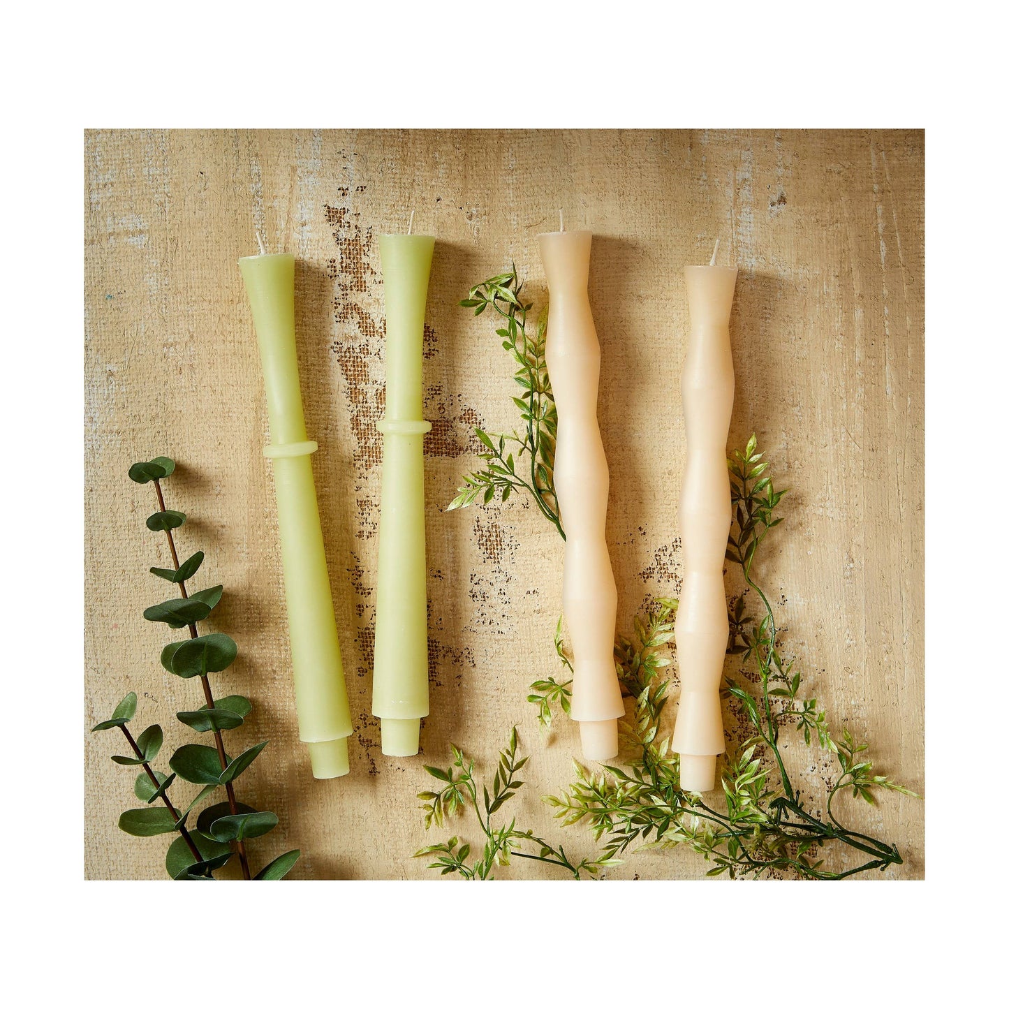 Orbit Sculpted Tapers Set of 2 Olive Paraffin Wax
