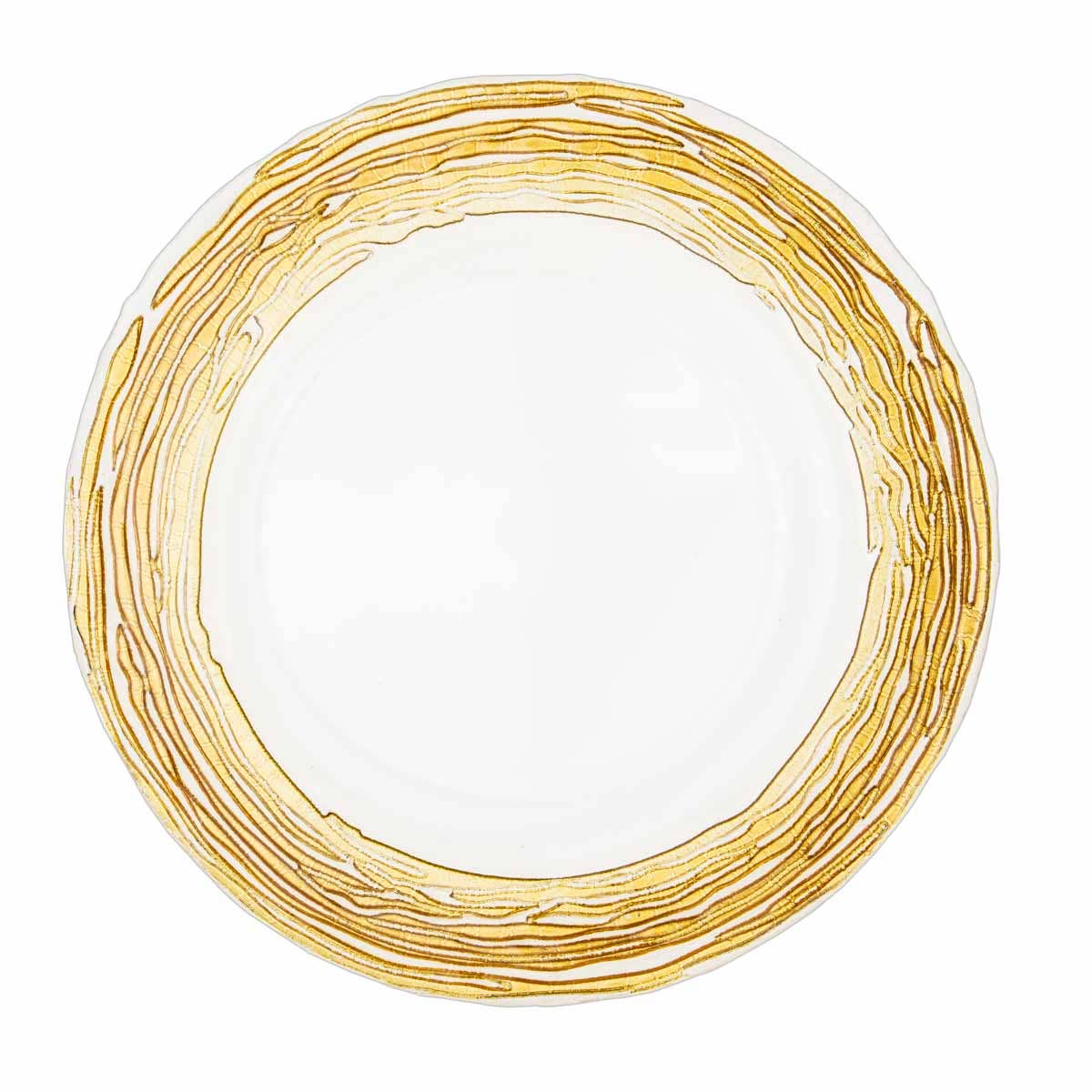 Vertage Glass Plate   Clear/Gold   13x.8x13
