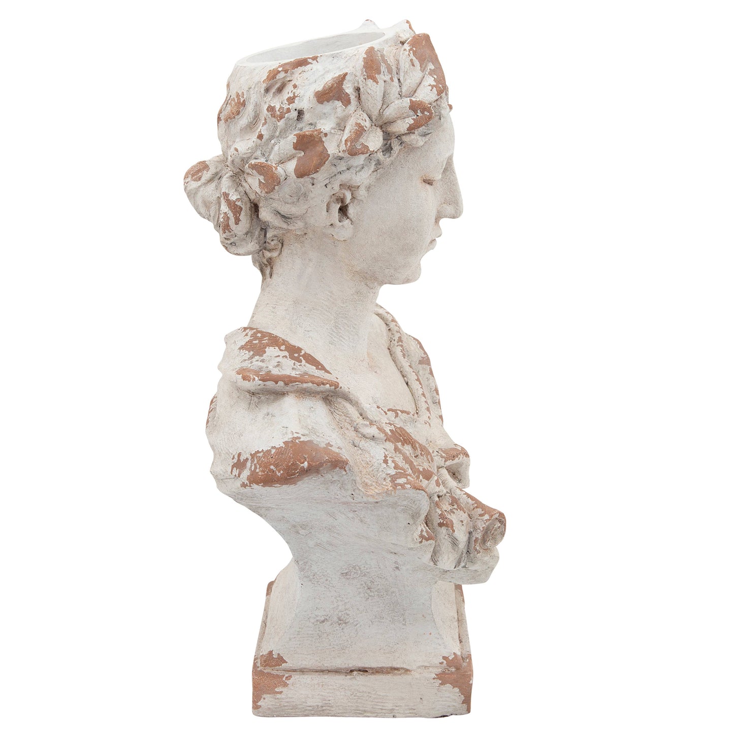 Statuary - White Resin Lady with Laurels Woman Bust, 21 in.