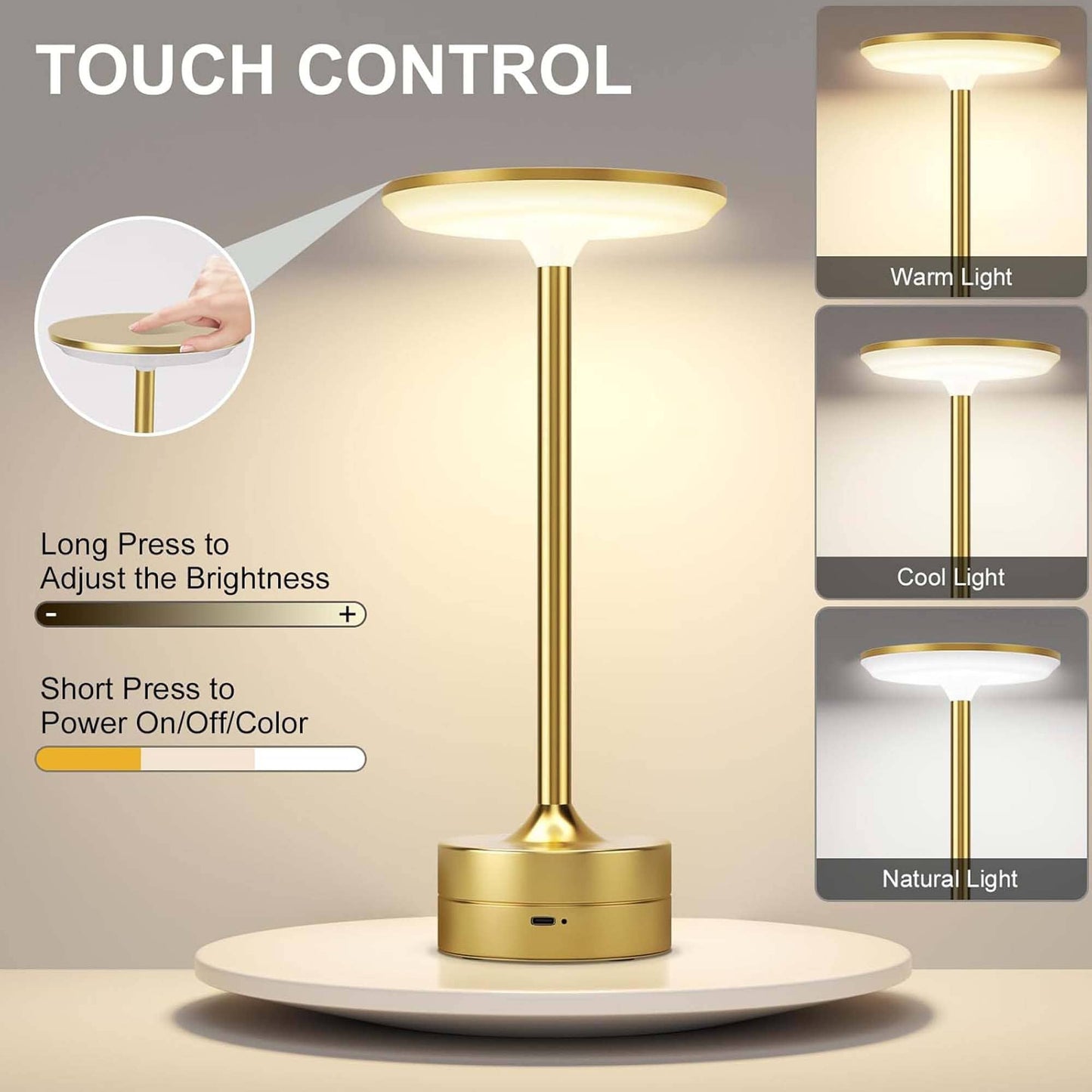 LED Table Lamp | Touch Control | Dimmable | Rechargeable