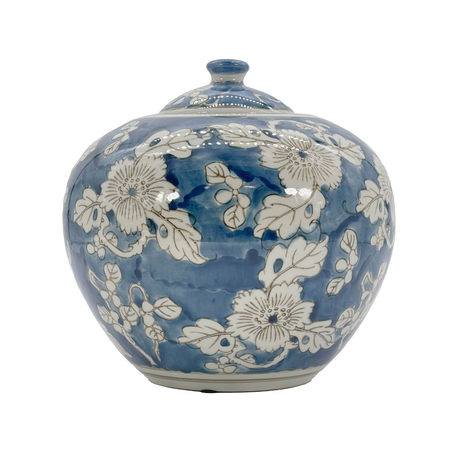 Floral Ceramic Chinoiserie Ginger Jar 8"