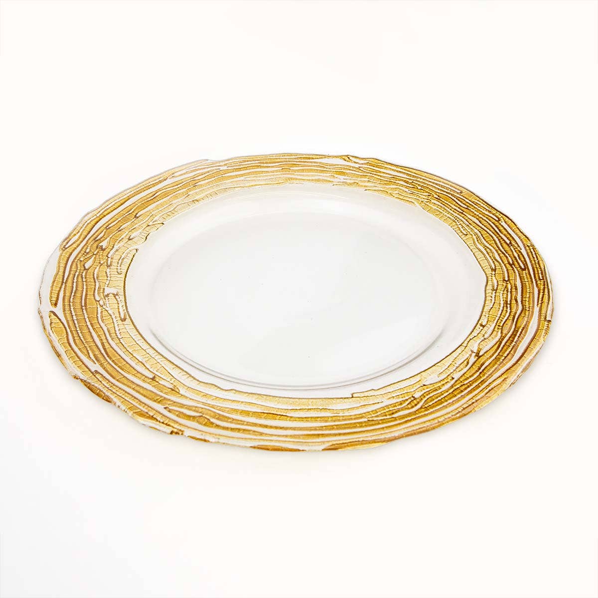 Vertage Glass Plate   Clear/Gold   13x.8x13