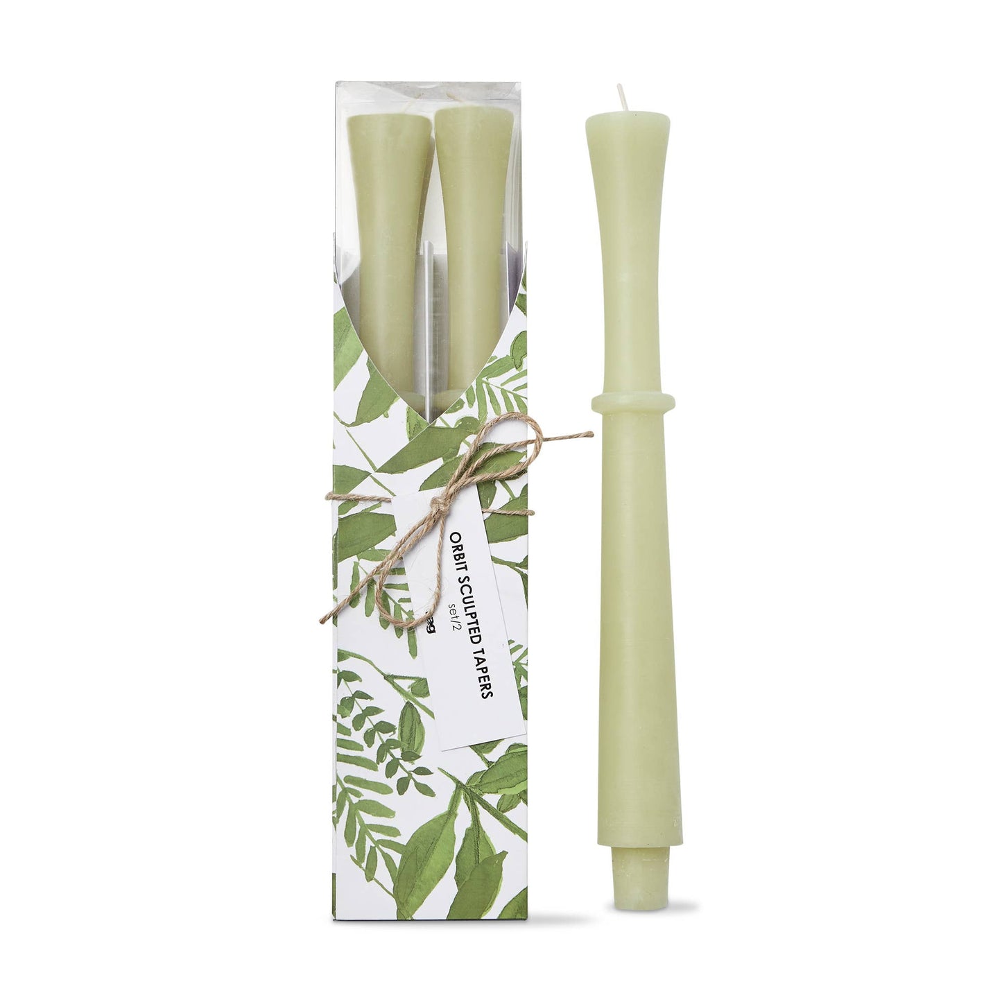 Orbit Sculpted Tapers Set of 2 Olive Paraffin Wax