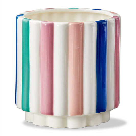 Scallop Striped Stoneware Planter Multi with Silicone Plug