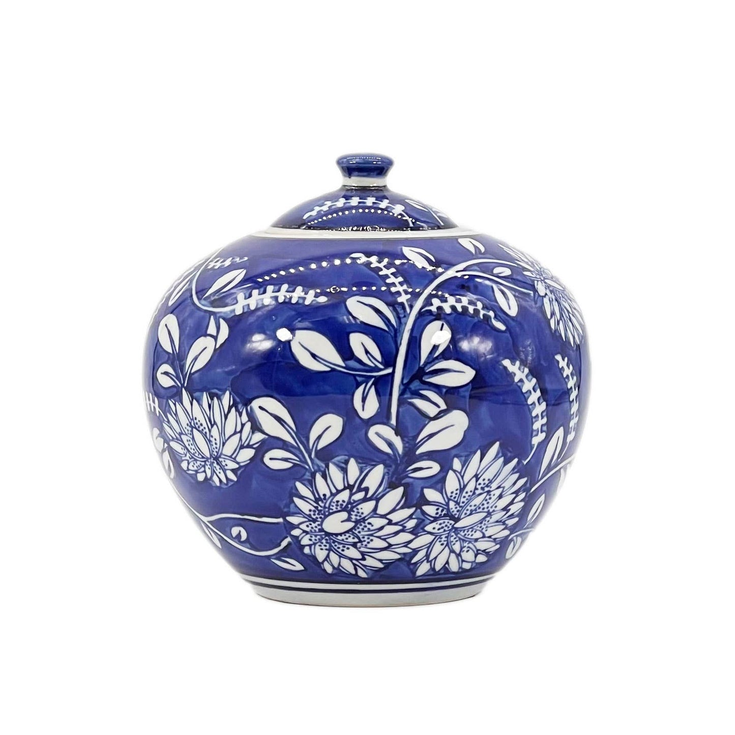 Floral Ceramic Chinoiserie Ginger Jar 8"