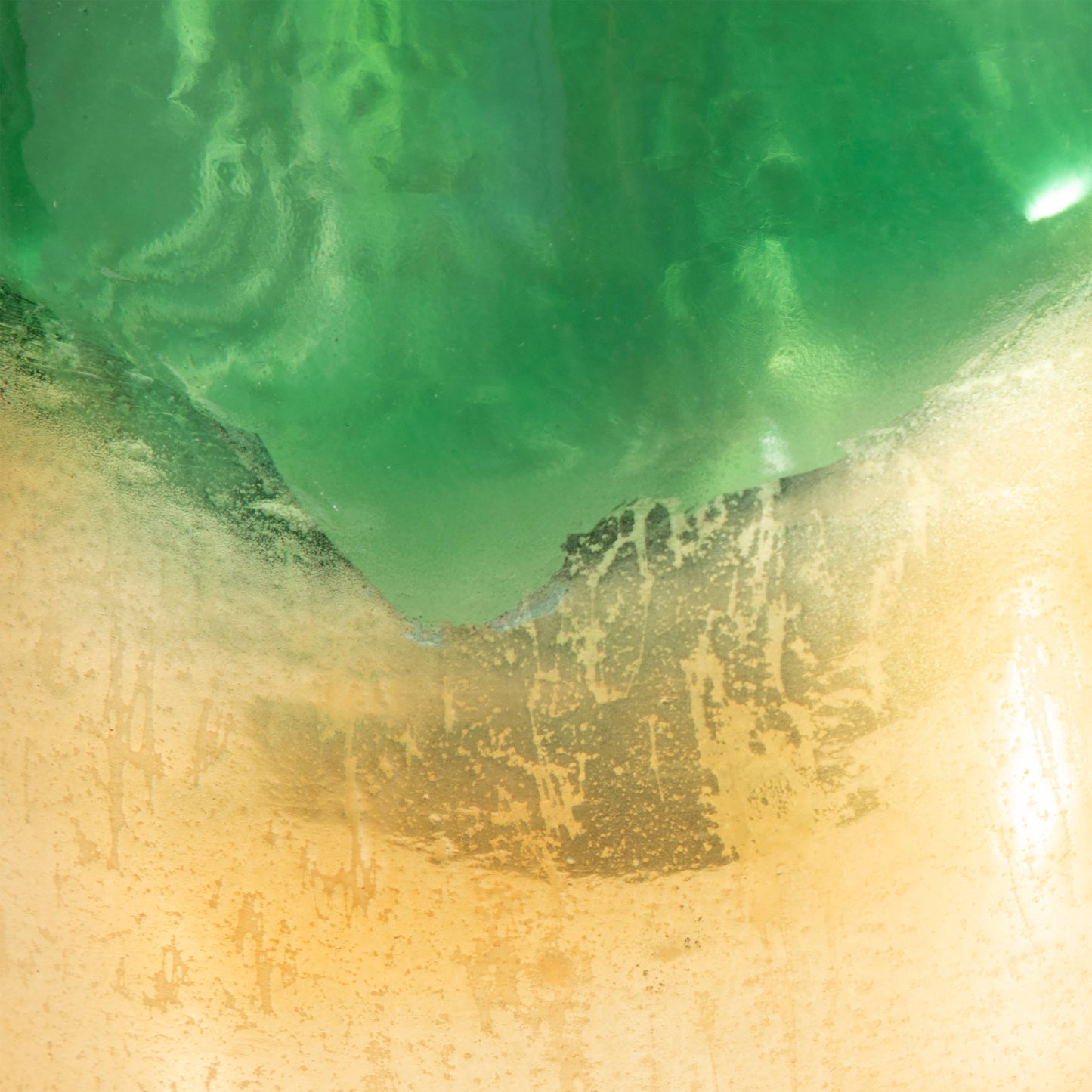 Glass Modern Gold Dipped Decorative Vase - Green, 19 in.