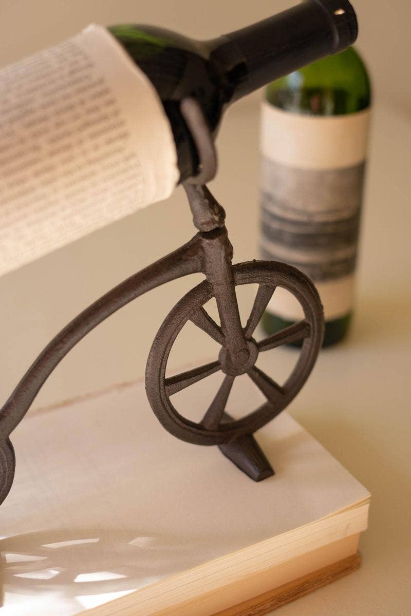 CAST IRON BICYCLE WINE BOTTLE HOLDER