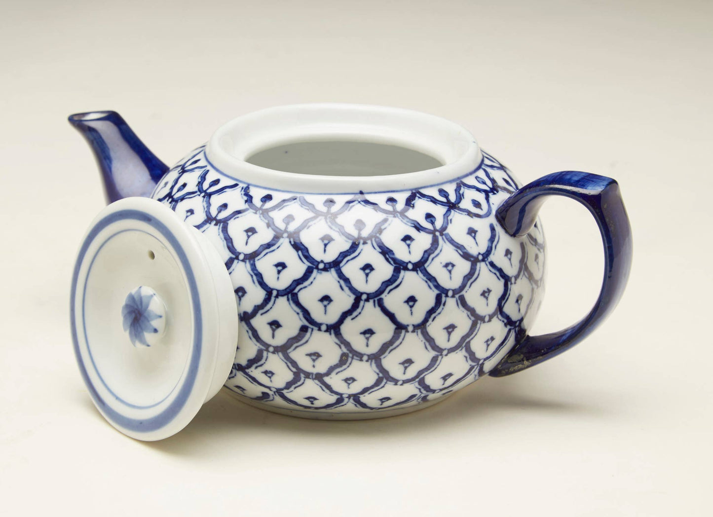 Blue and White Belly Tea Pot