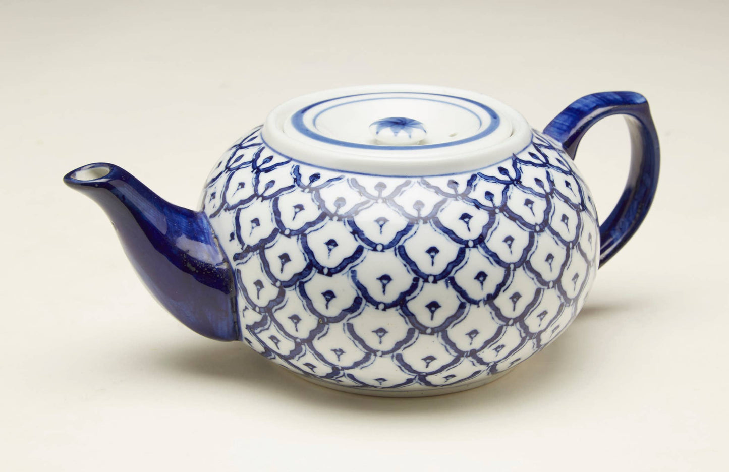 Blue and White Belly Tea Pot
