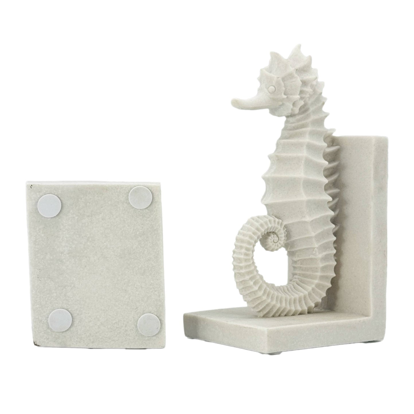 Poly-Marble Seahorse Coastal Style  Book Ends 8.3"