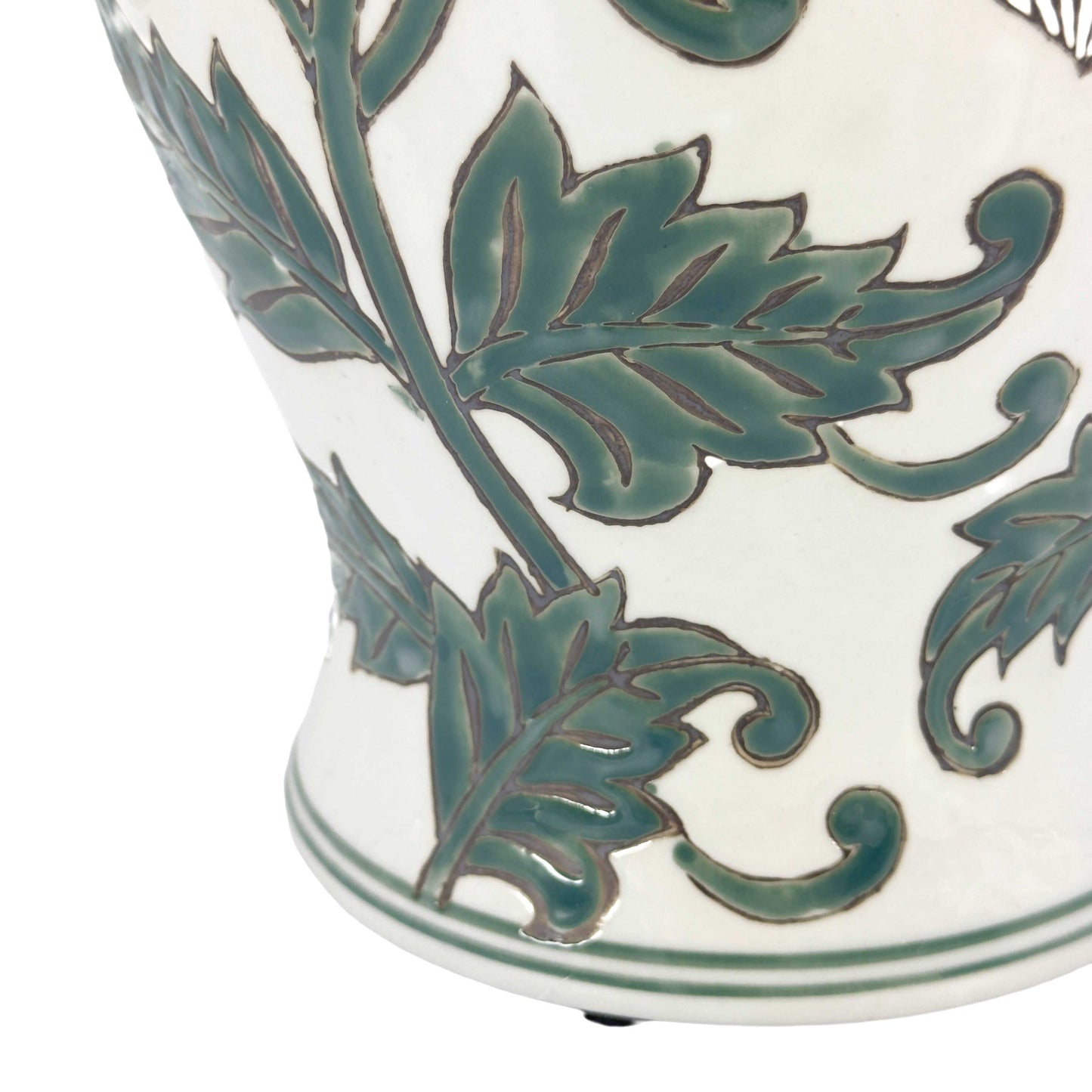 White & Green Chinoiserie Ginger Jar 14"