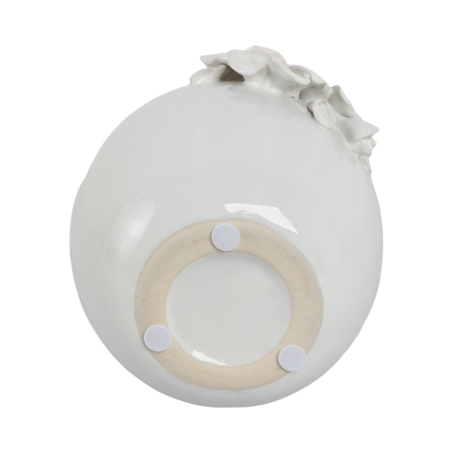Decorative Vase - Cream Ceramic Rose Applique Bud, 6 in.