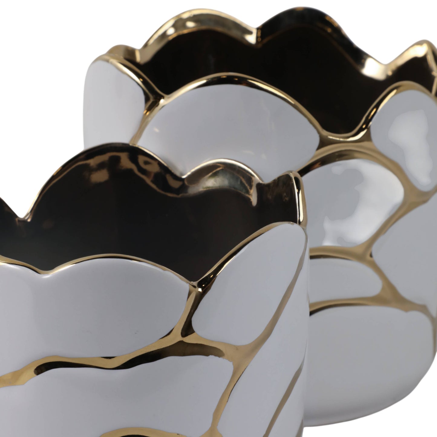 Resin Embossed Clouds Planters Set of 2 - White, 6/7 in.