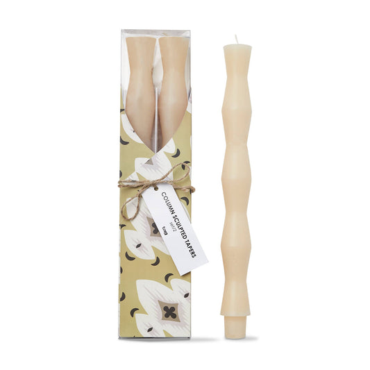 Column Sculpted Tapers Set of 2 Ivory Paraffin Wax