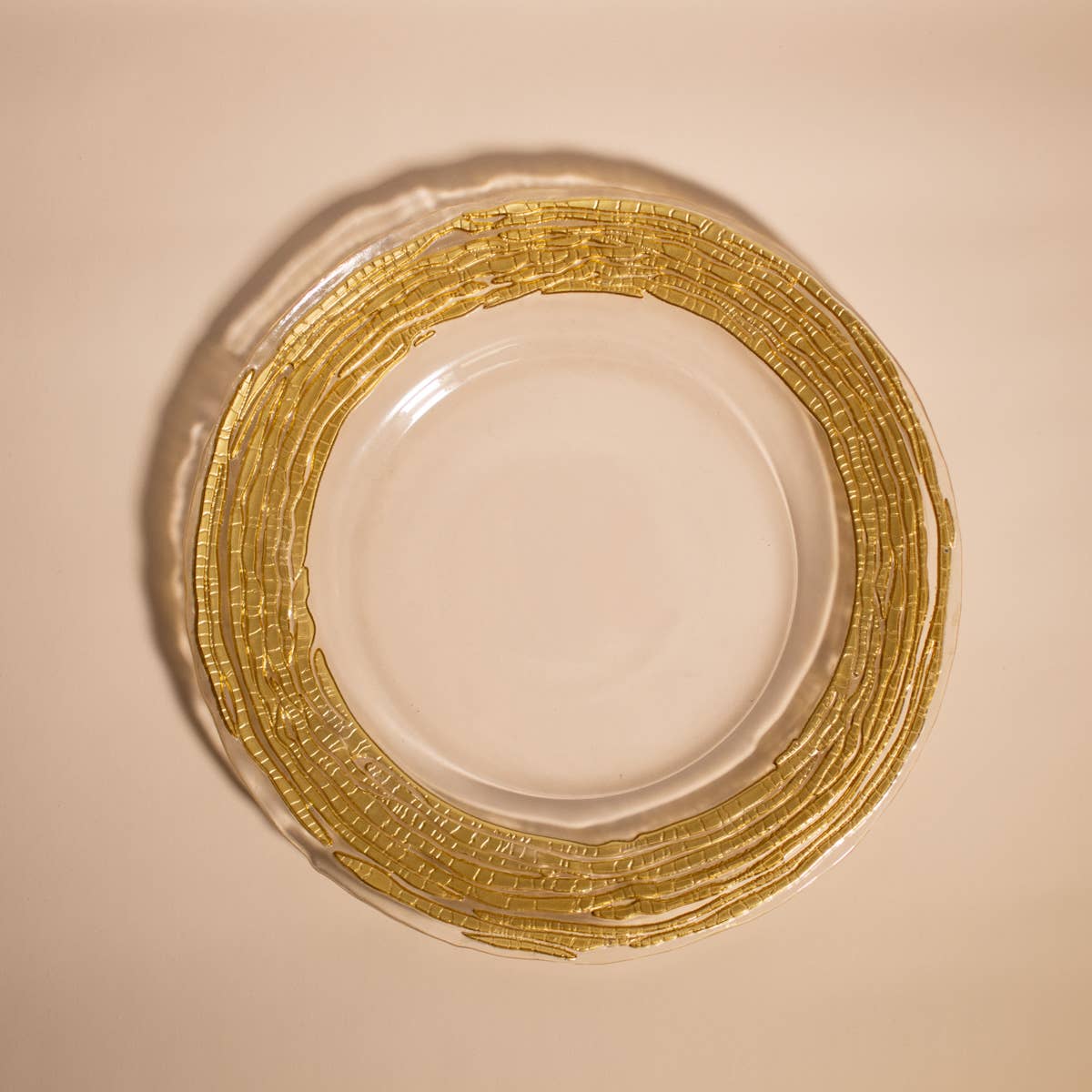 Vertage Glass Plate   Clear/Gold   13x.8x13